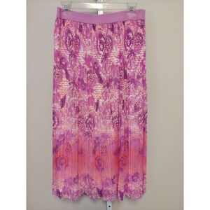 Ruby Rd‎ Petite Pink Purple Abstract Floral Pleated Maxi Skirt 8 Bohemian Resort